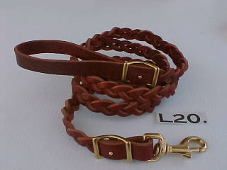 3/4" wide braided leather leash