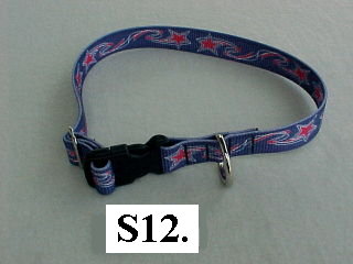 1" Wide  wide printed adjustable dog collar